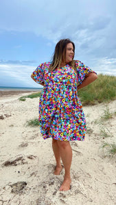 Ditsy Short Sleeve Stretch Frock. SIZE M (18/20)