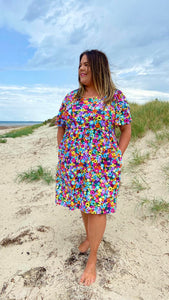 Ditsy Short Sleeve Stretch Frock. SIZE M (18/20)