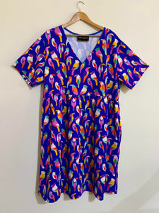 Ready made Get Flocked Short Sleeve Stretch Frock. Size M 18/20