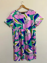Load image into Gallery viewer, Ready made Dragon Fruit Short Sleeve Stretch Frock. Size S 14/16