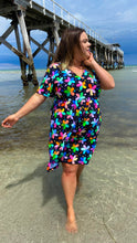 Load image into Gallery viewer, Rainbow Floral Flutter Sleeve Frock