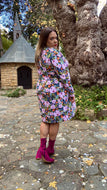 Pink Pansy Long Sleeve Stretch Frock
