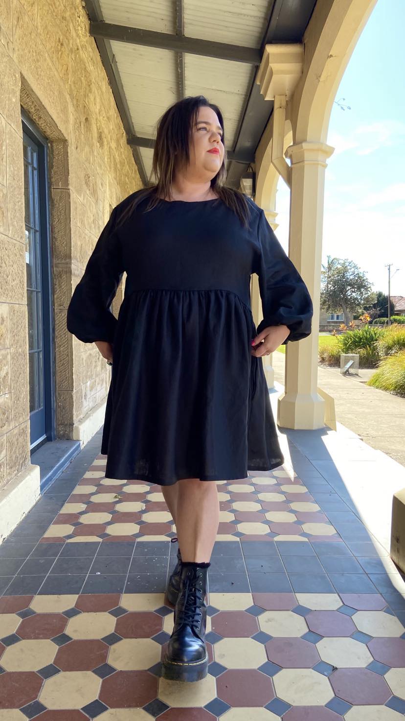 The Black Parade, Long Sleeve Linen Frock – Curvature
