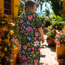 Load image into Gallery viewer, Dark Flora Short Sleeve Stretch Frock Size M