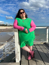 Load image into Gallery viewer, Pink and Green Cozy Colour Block Frock
