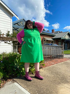 Pink and Green Cozy Colour Block Frock