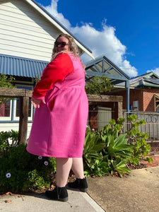Pink and Red Cozy Colour Block Frock