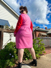 Load image into Gallery viewer, Pink and Red Cozy Colour Block Frock