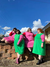Load image into Gallery viewer, Pink and Green Cozy Colour Block Frock
