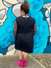 Load image into Gallery viewer, Tulle Sleeve Black Frock