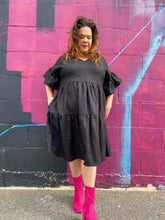 Load image into Gallery viewer, Tiered Black Linen Frock