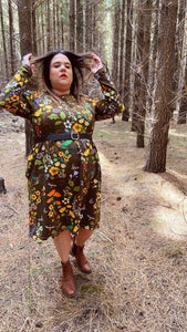 Hummingbirds and Bees Long Sleeve Frock