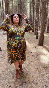 Hummingbirds and Bees Long Sleeve Stretch Frock