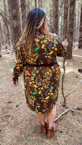 Hummingbirds and Bees Long Sleeve Stretch Frock