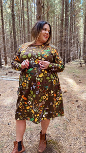 Hummingbirds and Bees Long Sleeve Stretch Frock