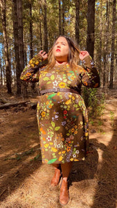 Hummingbirds and Bees Long Sleeve Stretch Frock