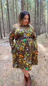 Hummingbirds and Bees Long Sleeve Stretch Frock